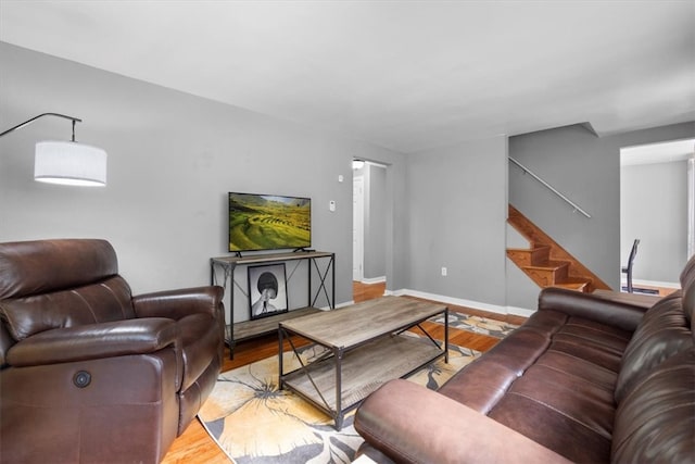 living room featuring light wood-type flooring