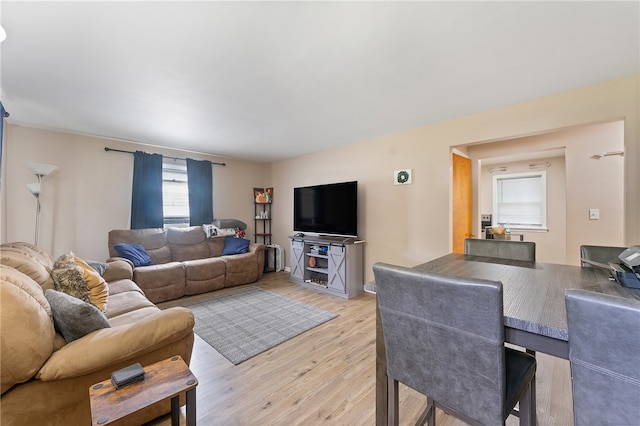 living room featuring light hardwood / wood-style floors