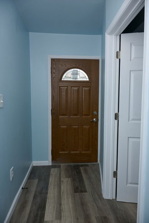 doorway to outside with dark hardwood / wood-style floors