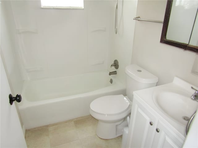 full bathroom with tile patterned floors, bathtub / shower combination, vanity, and toilet