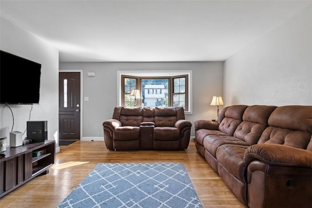 living room featuring light wood-type flooring