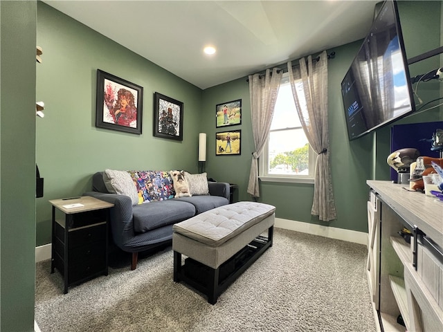 living room with carpet flooring