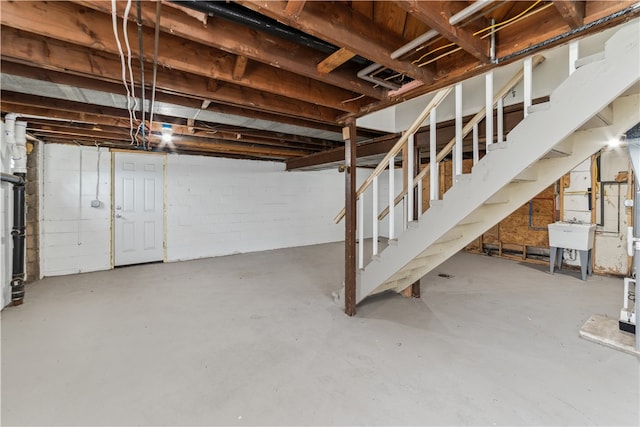 basement with sink