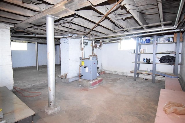 basement with a heating unit