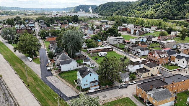 bird's eye view featuring a mountain view and a residential view