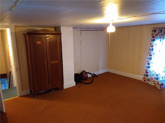 finished basement with carpet floors