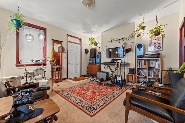 interior space featuring carpet floors