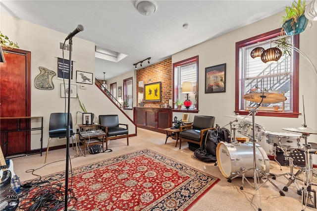 interior space with light colored carpet