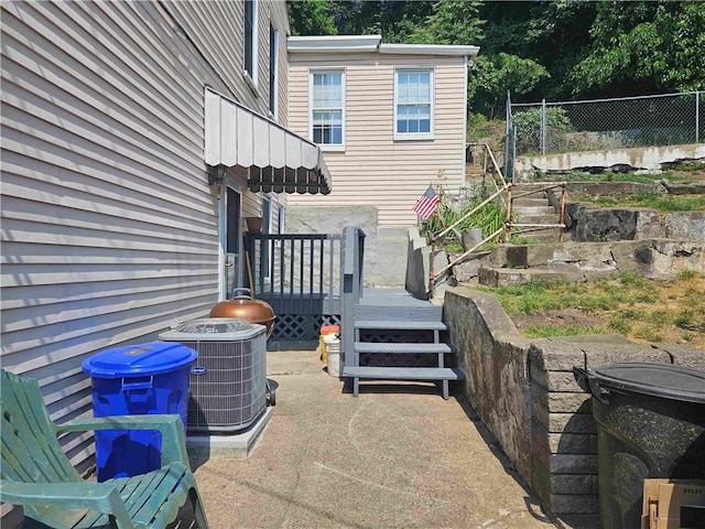 view of patio / terrace featuring central air condition unit