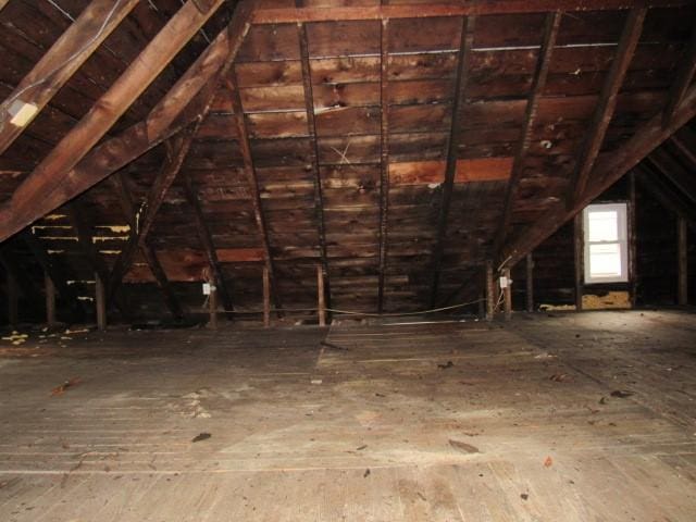 view of unfinished attic