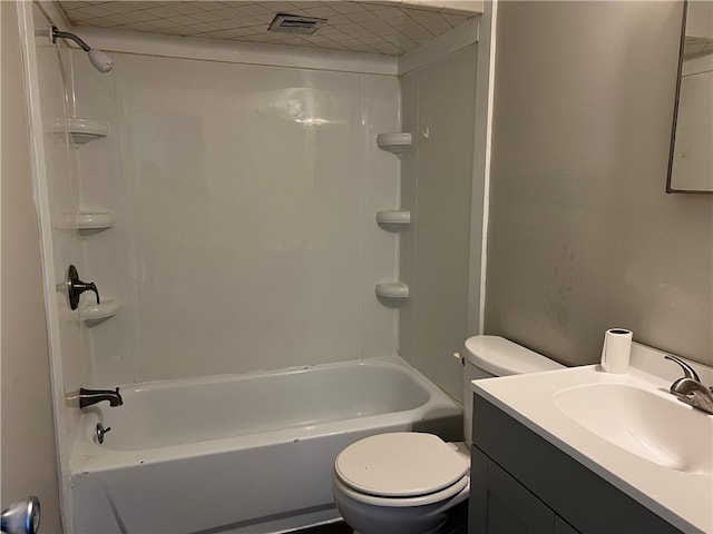 full bathroom with tub / shower combination, toilet, and vanity