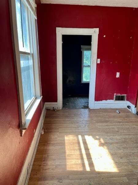 spare room featuring wood-type flooring