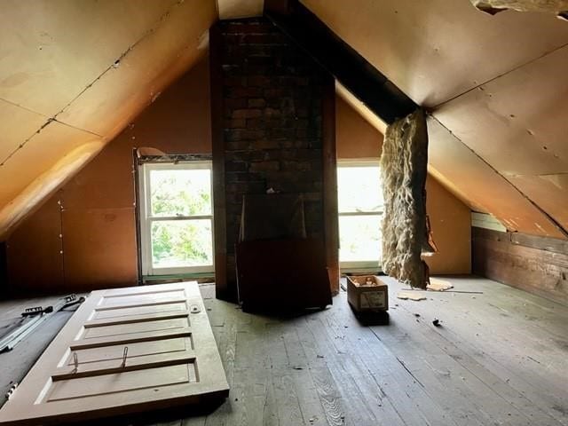 view of unfinished attic