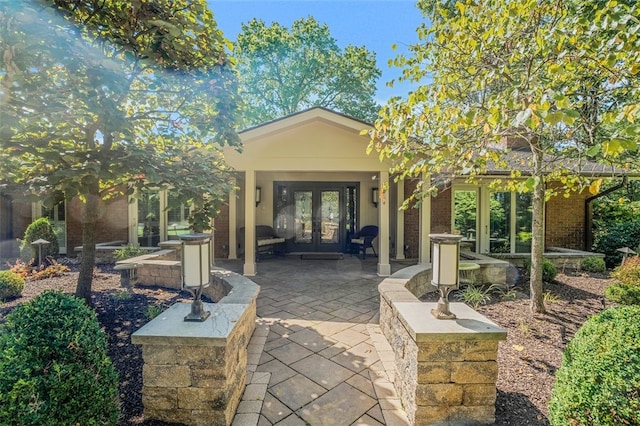 view of patio / terrace featuring french doors