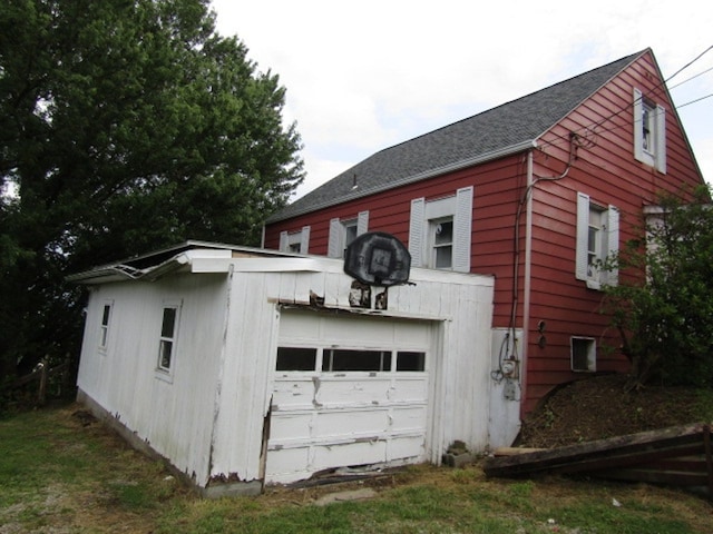 exterior space featuring a garage