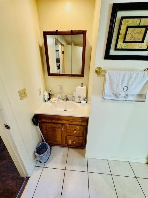 bathroom featuring tile patterned flooring and vanity