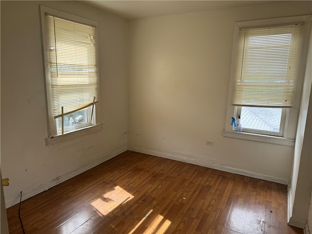 unfurnished room with plenty of natural light and wood-type flooring