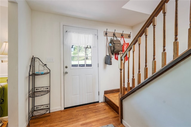 entrance foyer with light hardwood / wood-style floors