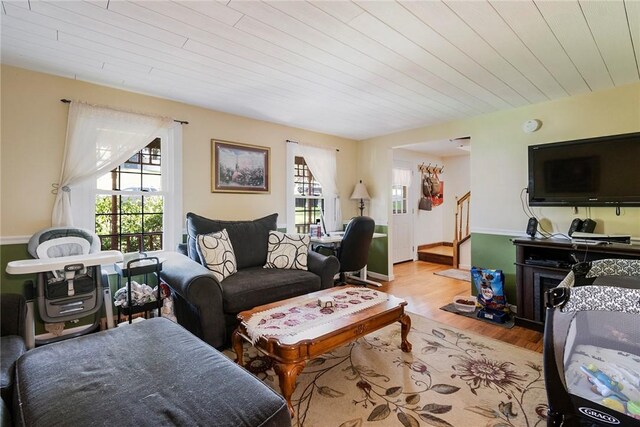 living room with light wood-type flooring