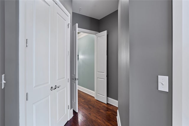 corridor featuring dark hardwood / wood-style floors