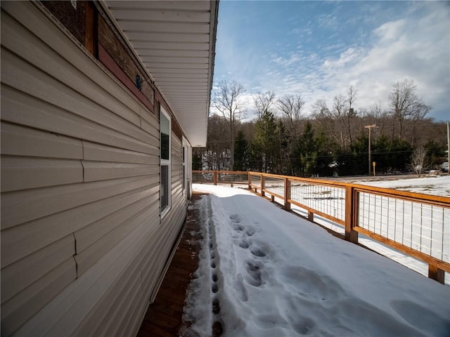 view of snow covered exterior