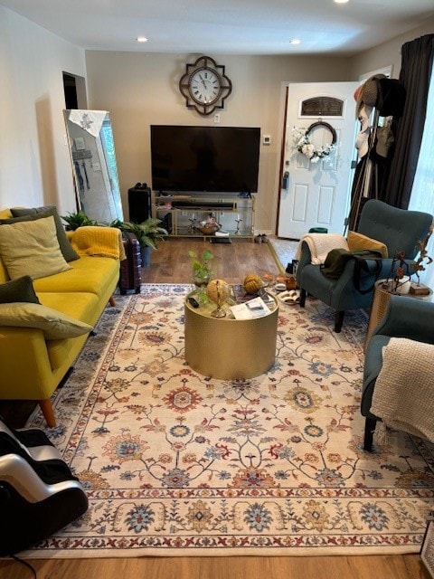 living room with hardwood / wood-style flooring