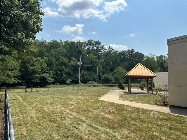 view of yard featuring a patio area and a gazebo