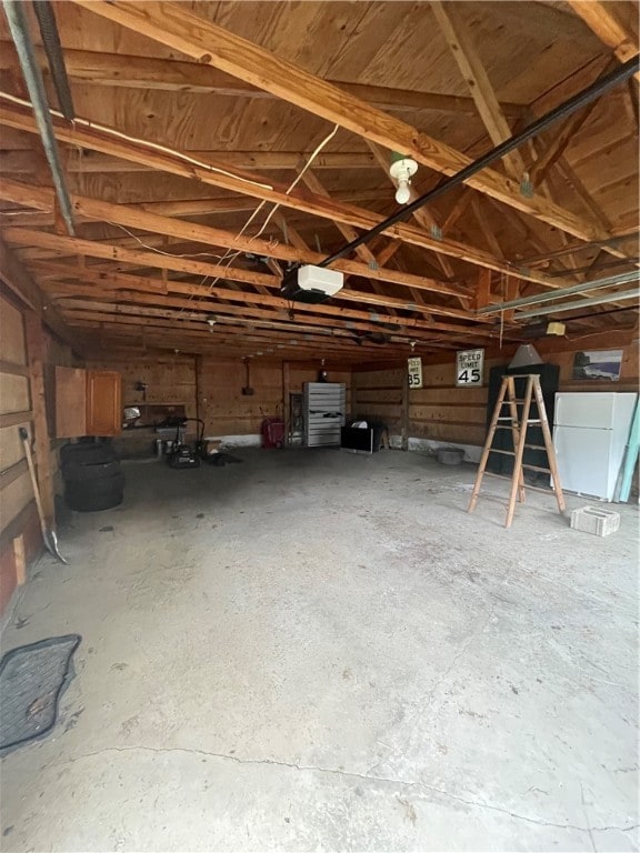 interior space with a garage door opener