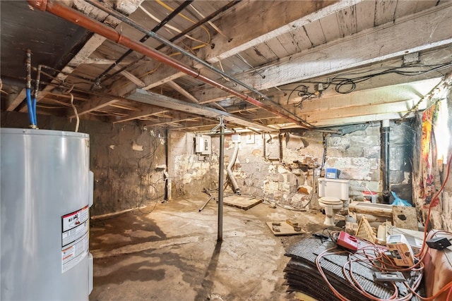 basement with electric water heater