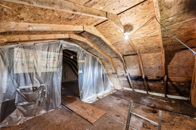 view of unfinished attic