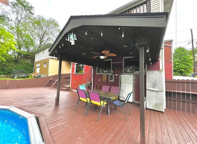 201 Esther Ave, New Kensington, PA 15068 - wooden deck featuring ceiling fan and outdoor dining space