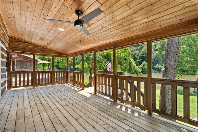 deck featuring ceiling fan