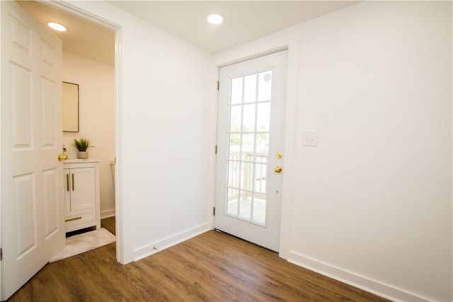 doorway featuring wood-type flooring