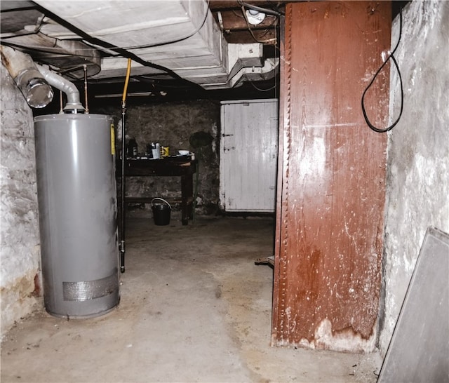 basement with gas water heater