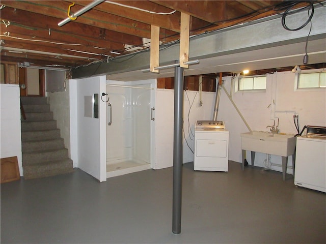 basement featuring sink