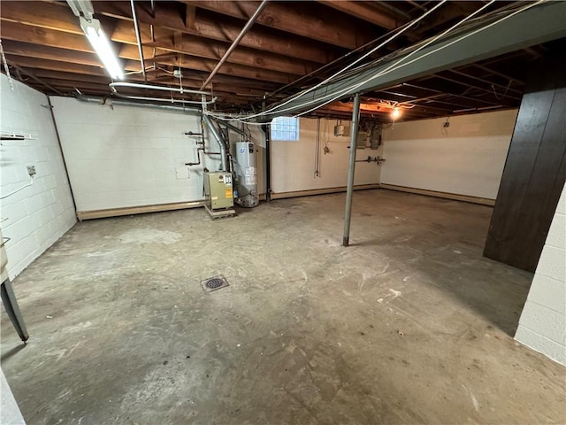 basement featuring water heater