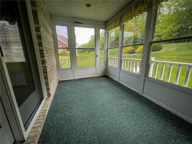 view of unfurnished sunroom