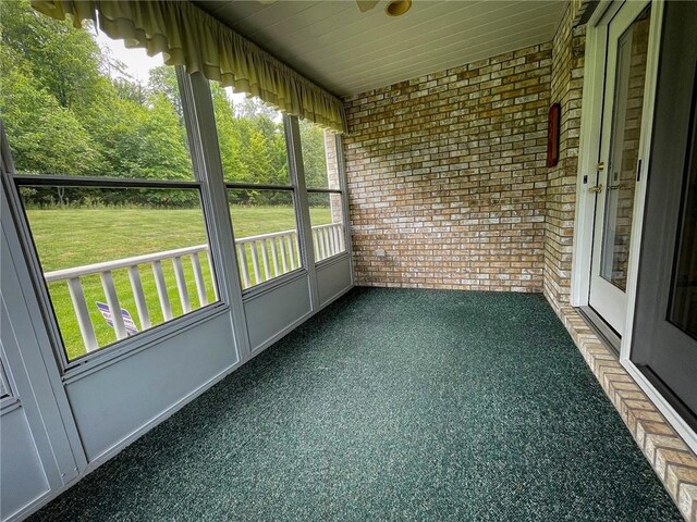 view of unfurnished sunroom