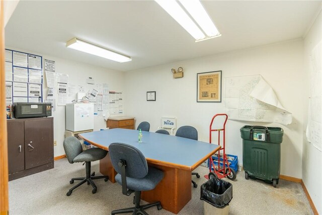 view of carpeted home office