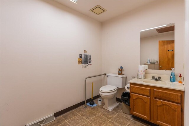 bathroom with tile patterned flooring, toilet, and vanity