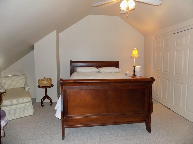 1216-1218 Clark St, White Oak, PA 15131 - bedroom with vaulted ceiling, a ceiling fan, and light carpet