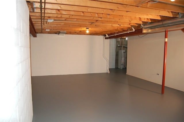 basement with water heater