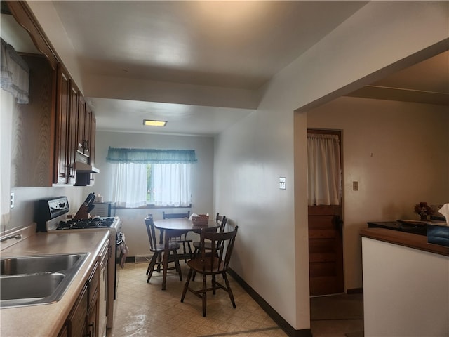 kitchen featuring stainless steel range and sink