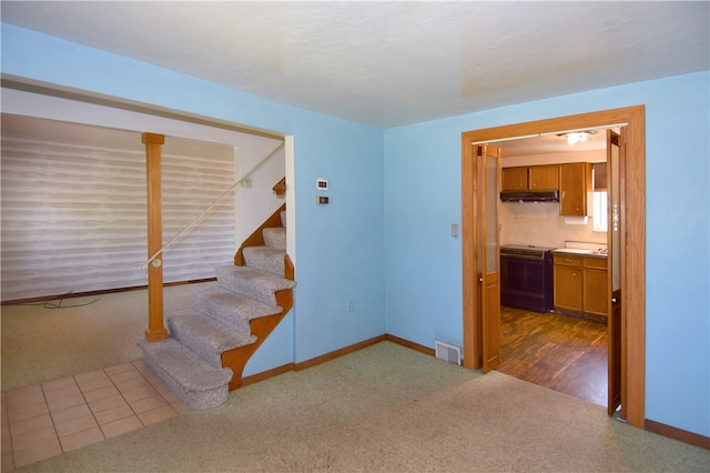 interior space featuring dark tile patterned floors