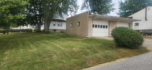 view of property exterior with a lawn