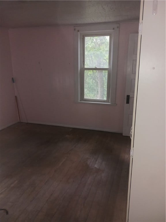 spare room with dark wood-type flooring