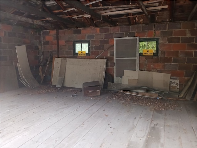 basement featuring hardwood / wood-style floors