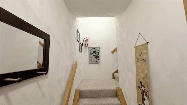 stairway with carpet floors