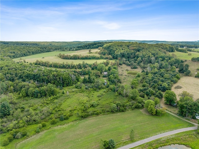 birds eye view of property with a rural view