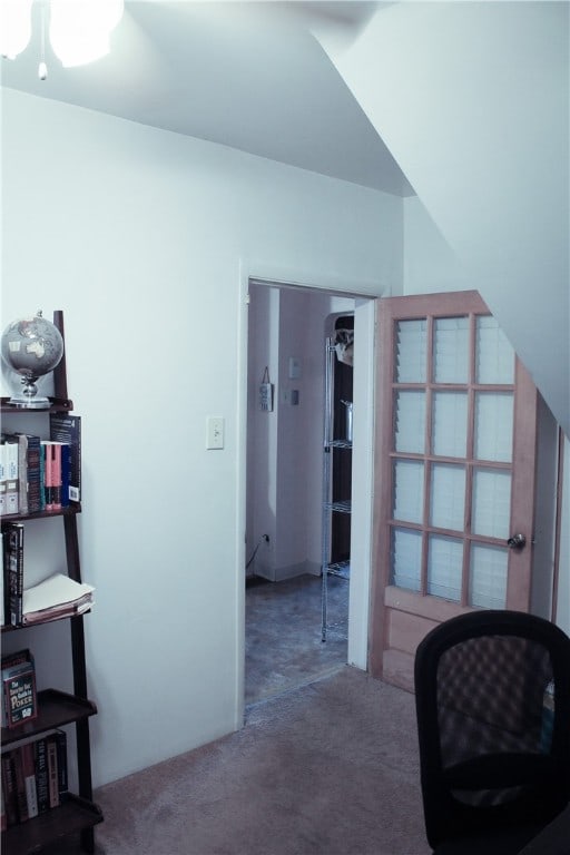 view of carpeted home office